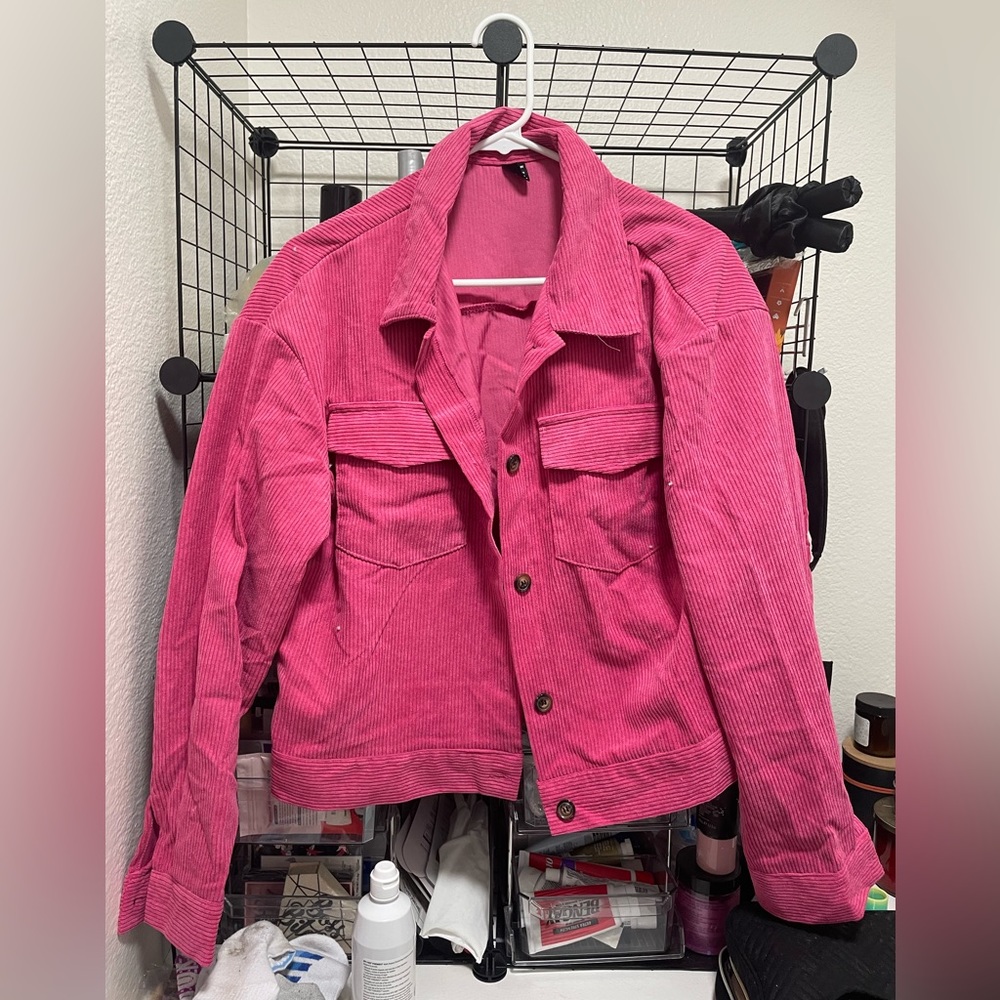 SHEIN Pink Corduroy Jacket